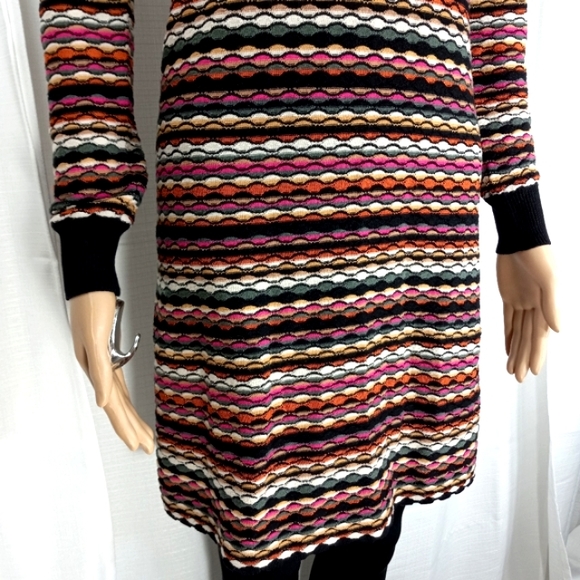 MISSONI Lightweight Scallop Stripe Stretch Wool Knit Long Sleeve Mini Dr… - Picture 13 of 16